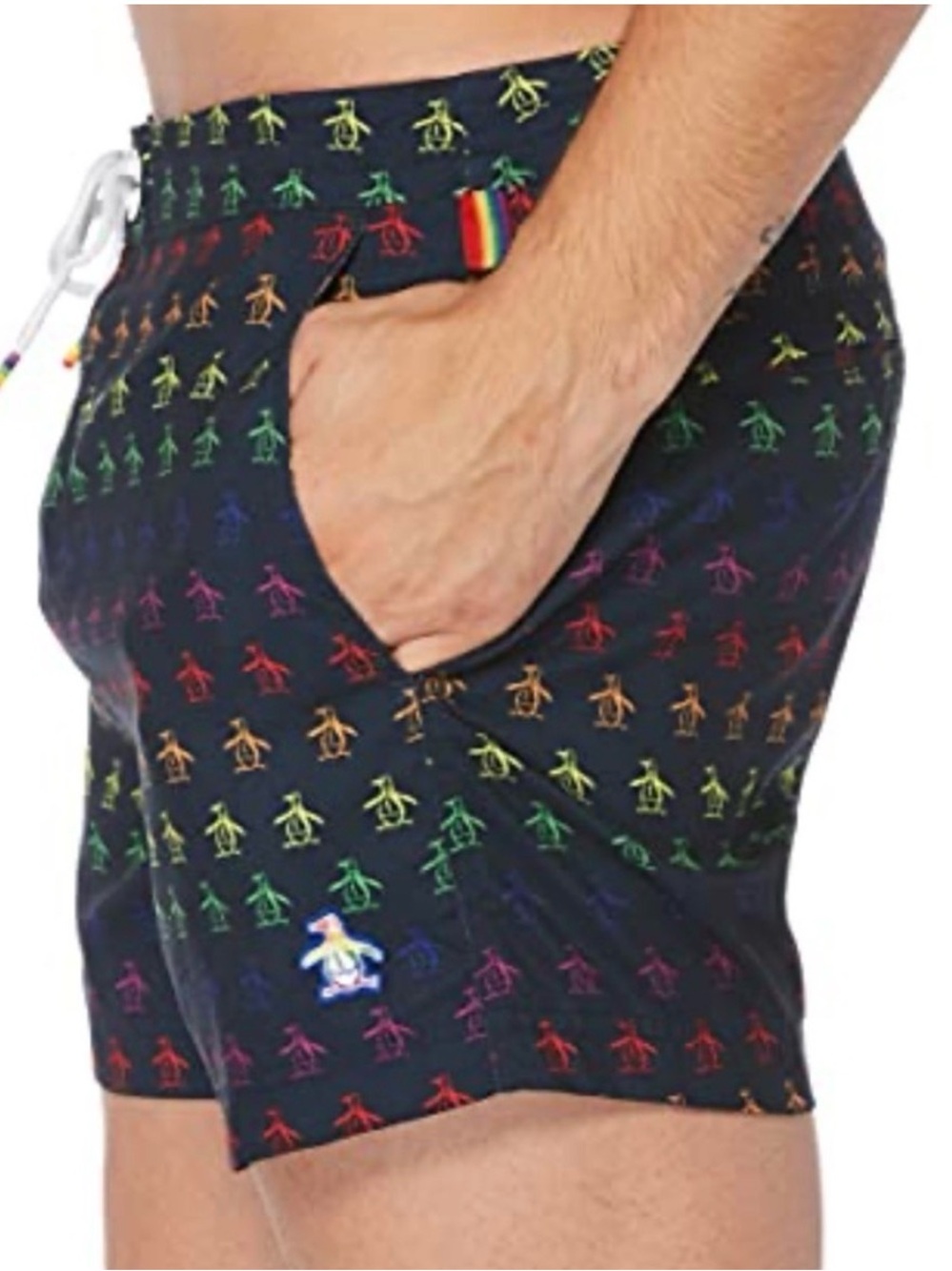 Original Penguin Pride Rainbow Pete Print Swim Short Size 34 EUC